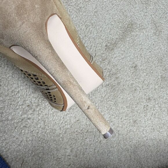 Steve Madden Size 11 Peep Toe Ankle Bootie High Heel Maddye Suede Lattice - Picture 4 of 9